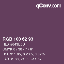 Code couleur: RGB 100 62 93 | qconv.com