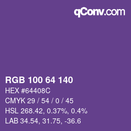 颜色代码: RGB 100 64 140 | qconv.com