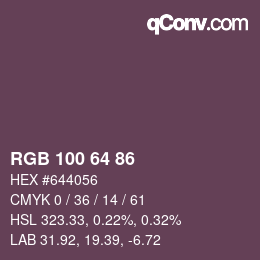 颜色代码: RGB 100 64 86 | qconv.com