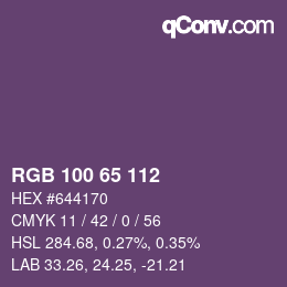 カラーコード: RGB 100 65 112 | qconv.com