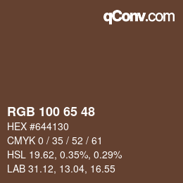 カラーコード: RGB 100 65 48 | qconv.com