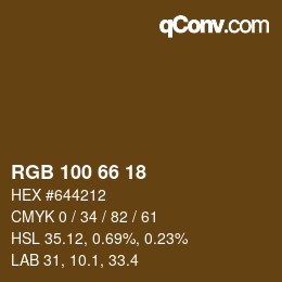 颜色代码: RGB 100 66 18 | qconv.com