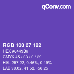 Color code: RGB 100 67 182 | qconv.com