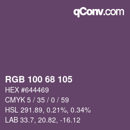 Color code: RGB 100 68 105 | qconv.com