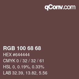 Color code: RGB 100 68 68 | qconv.com