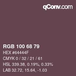 颜色代码: RGB 100 68 79 | qconv.com