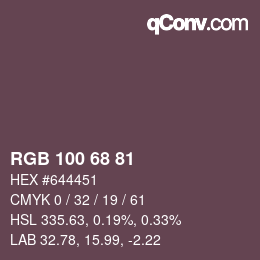 Color code: RGB 100 68 81 | qconv.com