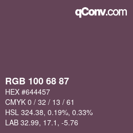 颜色代码: RGB 100 68 87 | qconv.com