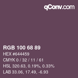 颜色代码: RGB 100 68 89 | qconv.com