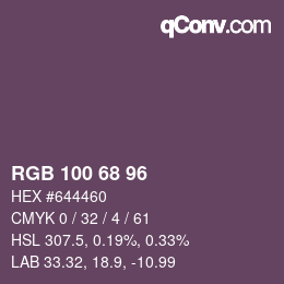 Farbcode: RGB 100 68 96 | qconv.com