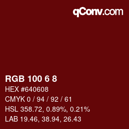 Color code: RGB 100 6 8 | qconv.com