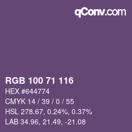 Farbcode: RGB 100 71 116 | qconv.com