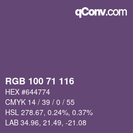 颜色代码: RGB 100 71 116 | qconv.com