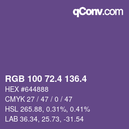 カラーコード: RGB 100 72.4 136.4 | qconv.com