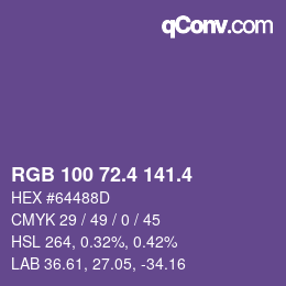 カラーコード: RGB 100 72.4 141.4 | qconv.com