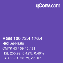カラーコード: RGB 100 72.4 176.4 | qconv.com