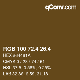 カラーコード: RGB 100 72.4 26.4 | qconv.com