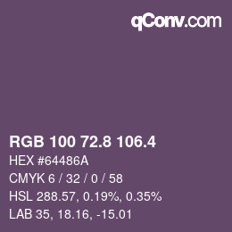 カラーコード: RGB 100 72.8 106.4 | qconv.com