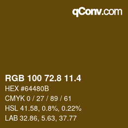 カラーコード: RGB 100 72.8 11.4 | qconv.com