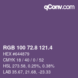 カラーコード: RGB 100 72.8 121.4 | qconv.com