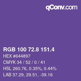 カラーコード: RGB 100 72.8 151.4 | qconv.com