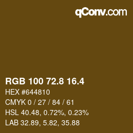 カラーコード: RGB 100 72.8 16.4 | qconv.com