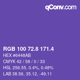 カラーコード: RGB 100 72.8 171.4 | qconv.com