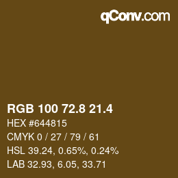 カラーコード: RGB 100 72.8 21.4 | qconv.com