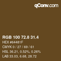 カラーコード: RGB 100 72.8 31.4 | qconv.com