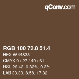 カラーコード: RGB 100 72.8 51.4 | qconv.com