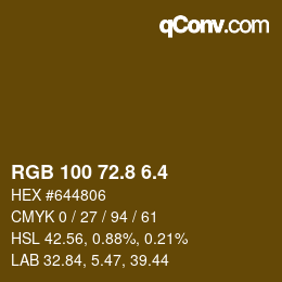 カラーコード: RGB 100 72.8 6.4 | qconv.com