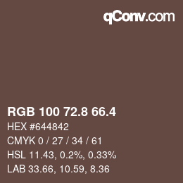 カラーコード: RGB 100 72.8 66.4 | qconv.com
