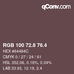 カラーコード: RGB 100 72.8 76.4 | qconv.com