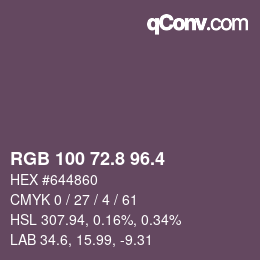 カラーコード: RGB 100 72.8 96.4 | qconv.com