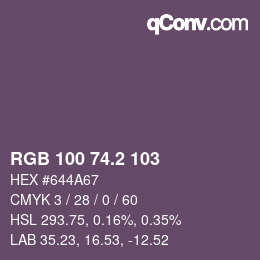 カラーコード: RGB 100 74.2 103 | qconv.com
