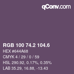 カラーコード: RGB 100 74.2 104.6 | qconv.com
