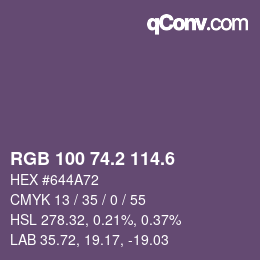 カラーコード: RGB 100 74.2 114.6 | qconv.com