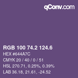 カラーコード: RGB 100 74.2 124.6 | qconv.com