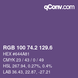 カラーコード: RGB 100 74.2 129.6 | qconv.com