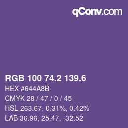 カラーコード: RGB 100 74.2 139.6 | qconv.com