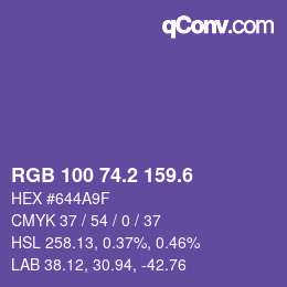 カラーコード: RGB 100 74.2 159.6 | qconv.com