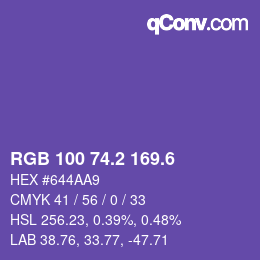 カラーコード: RGB 100 74.2 169.6 | qconv.com