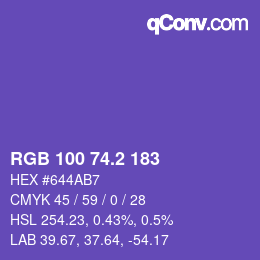 カラーコード: RGB 100 74.2 183 | qconv.com