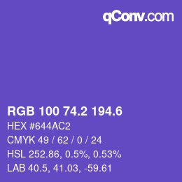 カラーコード: RGB 100 74.2 194.6 | qconv.com