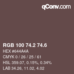 カラーコード: RGB 100 74.2 74.6 | qconv.com