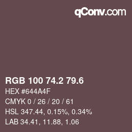 カラーコード: RGB 100 74.2 79.6 | qconv.com