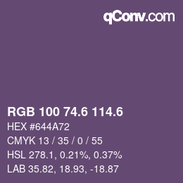カラーコード: RGB 100 74.6 114.6 | qconv.com