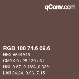 カラーコード: RGB 100 74.6 69.6 | qconv.com