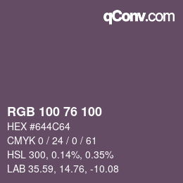Code couleur: RGB 100 76 100 | qconv.com