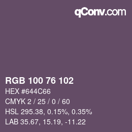 Color code: RGB 100 76 102 | qconv.com